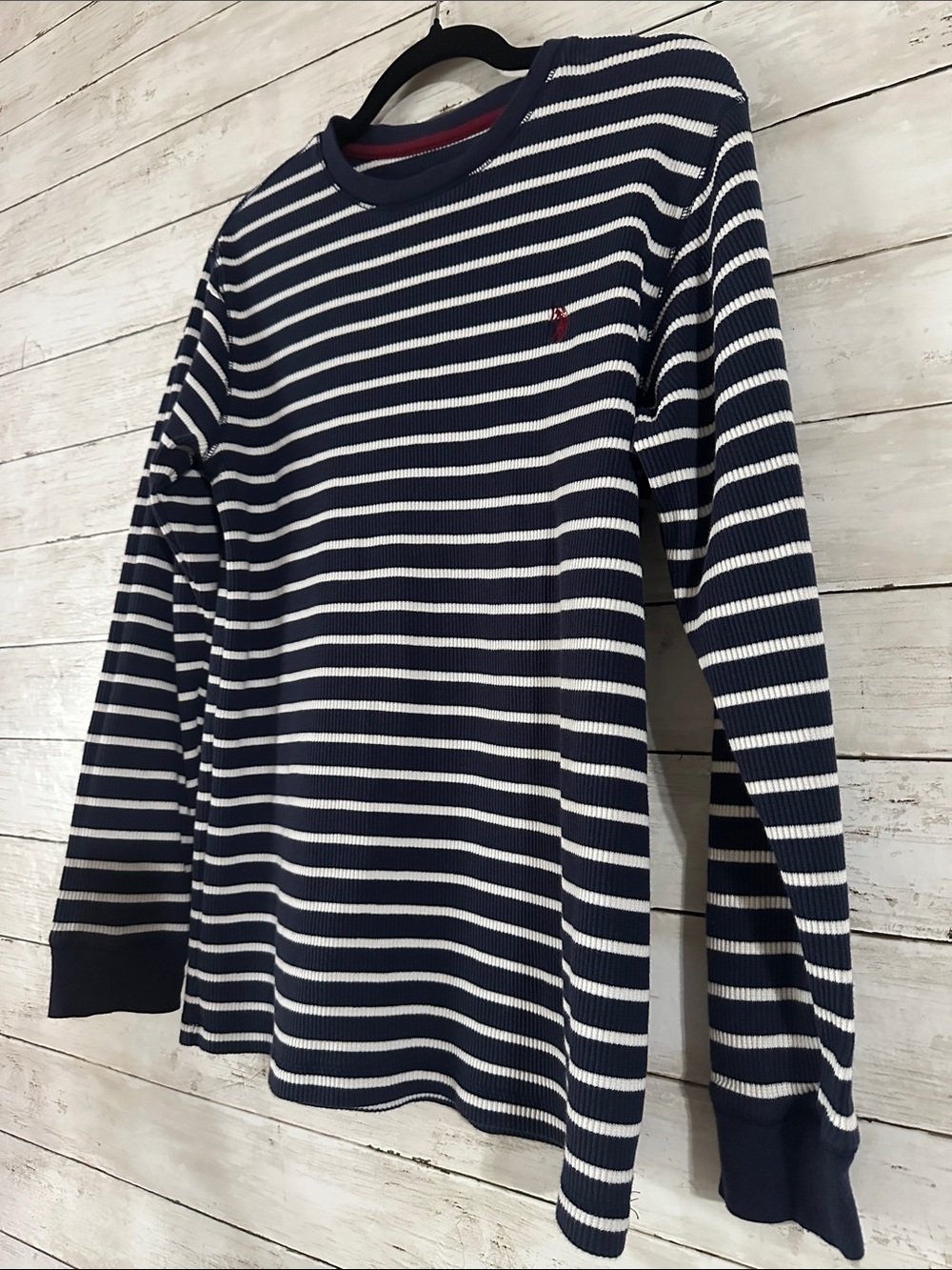 Vintage Y2K U.S. Polo Assn. Striped Ribbed Thermal Long sleeve size Large - Picture 2 of 16